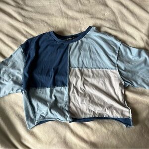 Patchwork Shirt in Blue and White